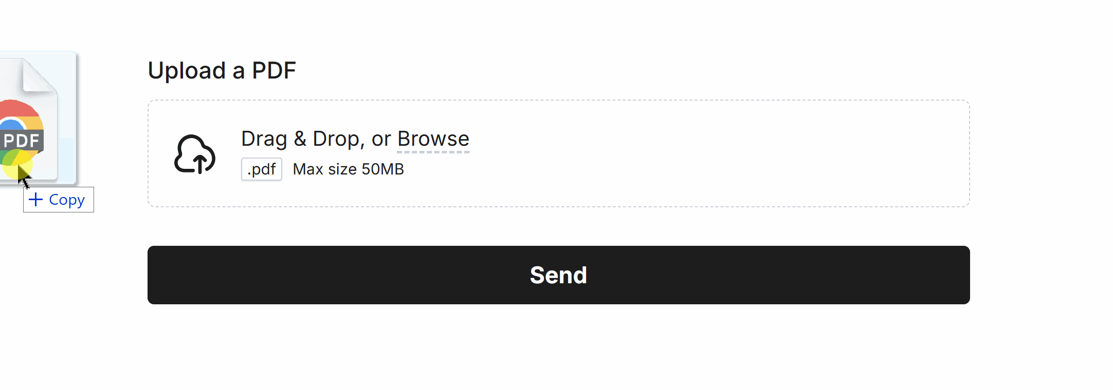Showing an upload error when attempting to upload too many files