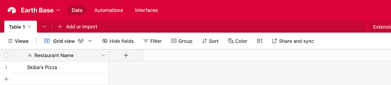 Viewing submitted form data in an Airtable Single line text field
