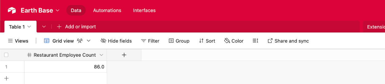 Viewing submitted form data in an Airtable Number field