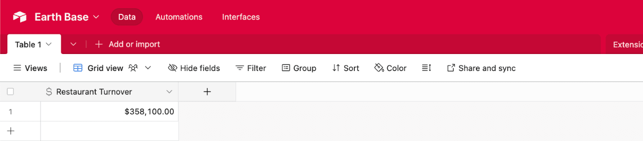 Viewing submitted form data in an Airtable Currency field