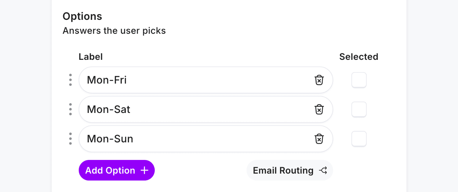 Adding matching Single-Select options to a form