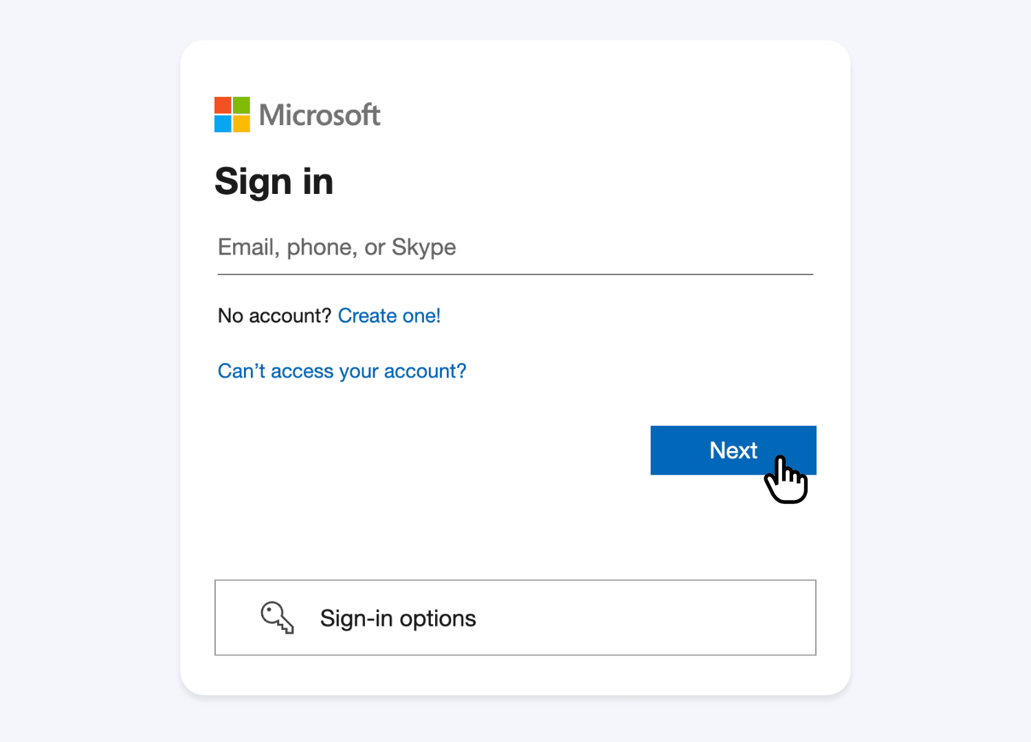 Selecting a Microsoft account for the Excel Online Plugin