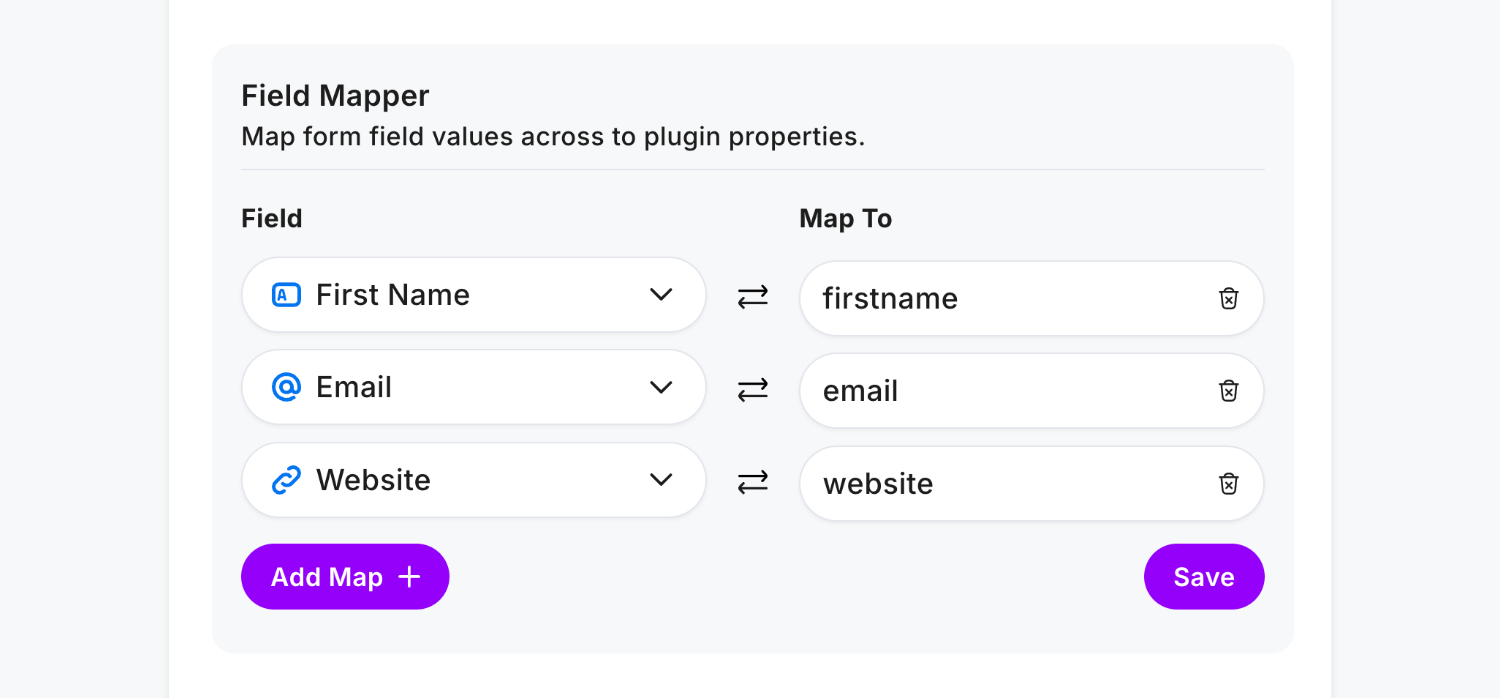 Using the Field Mapper to connect form fields to Hubspot internal property names