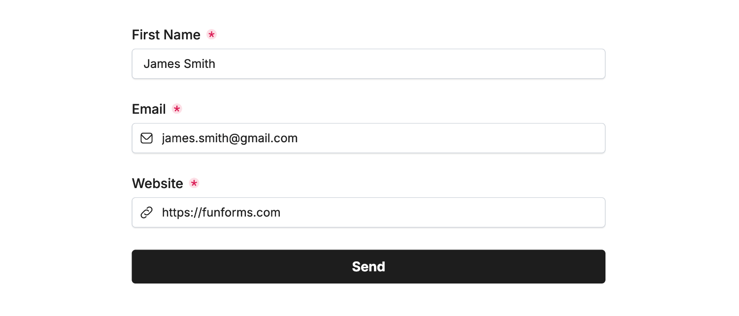 Entering some example data into our form