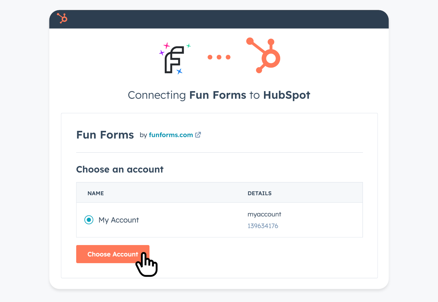 Connect to Hubspot Authorization and select your account