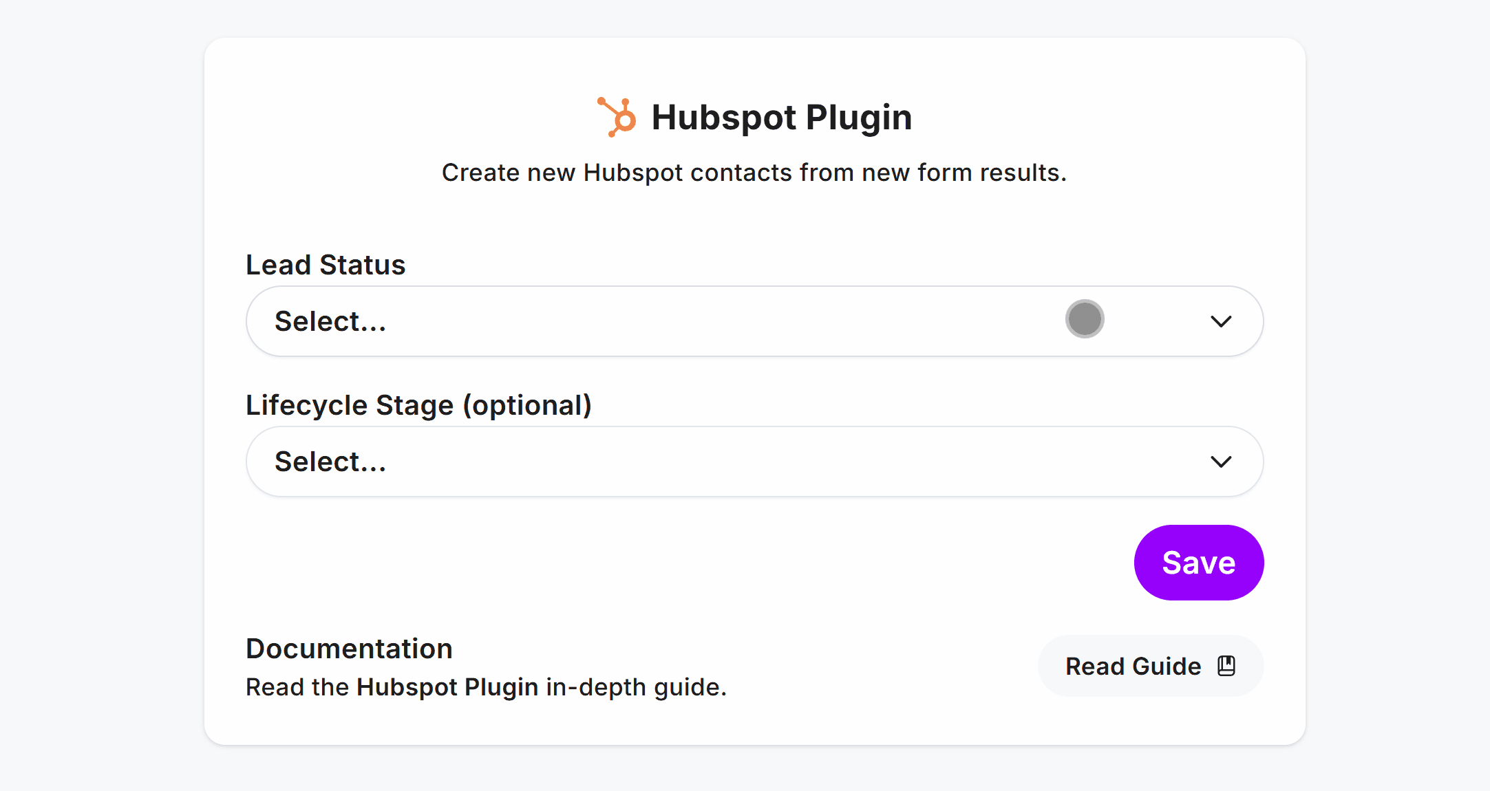 Selecting a Hubspot Lead Status and Lifecycle Stage