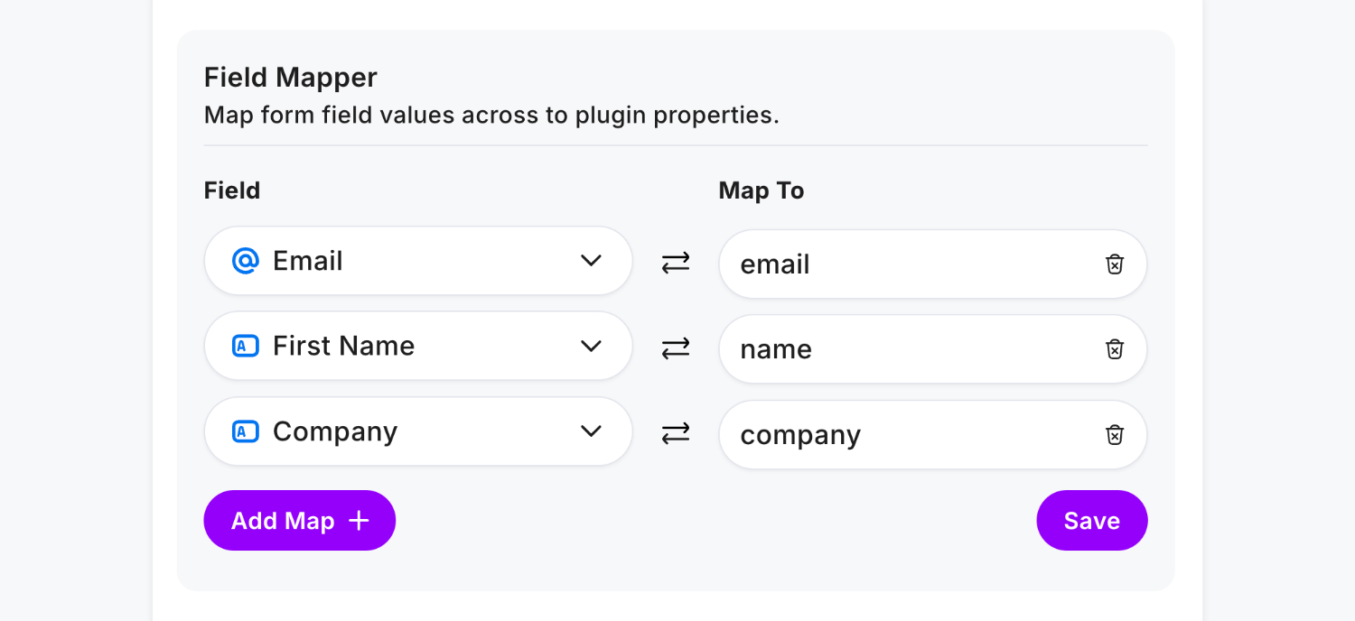 Using the Field Mapper to connect form fields to Mailerlite field tag names