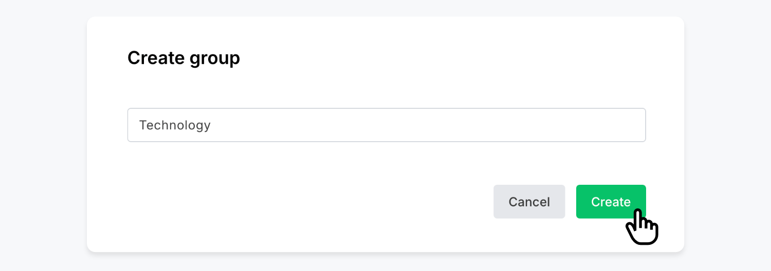 Creating a new group called 'Technology' inside Mailerlite