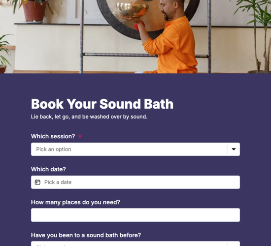 Sound Bath & Meditation Session Booking Form
