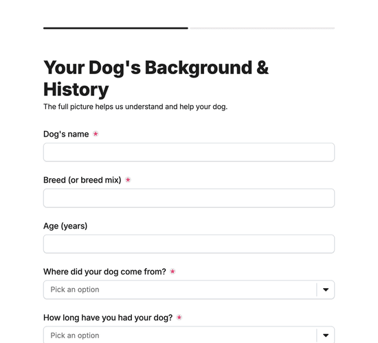 New Client & Dog Behaviour History Form