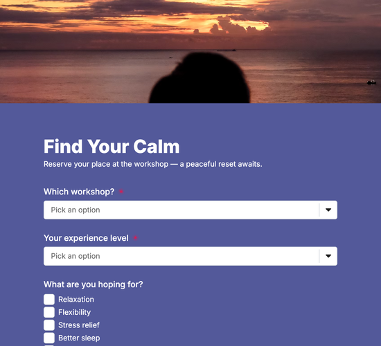 Yoga & Meditation Workshop Registration Form