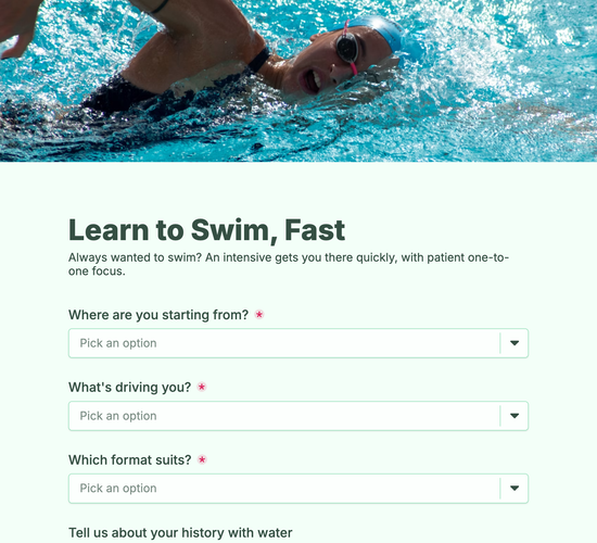 Adult Swim Intensive & Crash-Course Booking Form