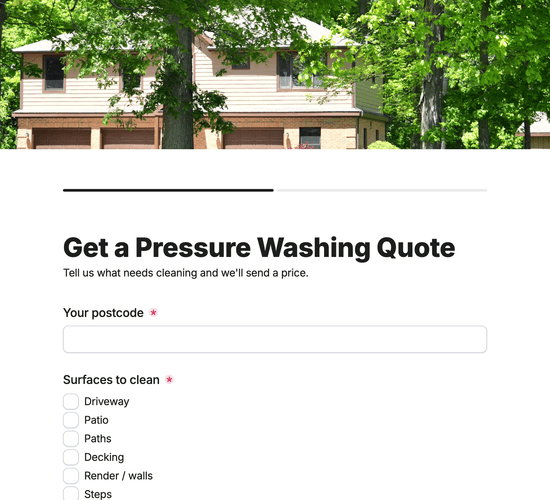 Pressure Washing Quote Request Form