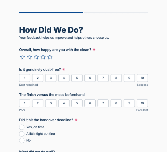 After-Builders Cleaning Feedback Form