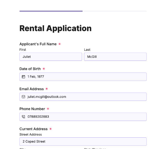 Rental Application Form