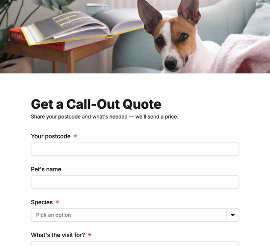 Mobile Vet Quote & Call-Out Request Form