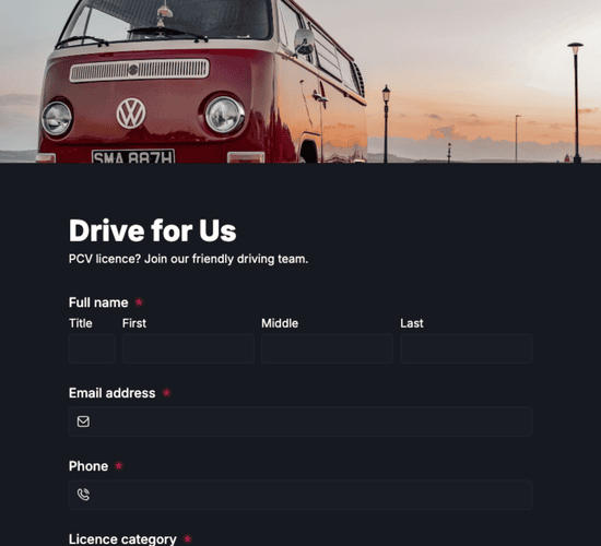 Bus & Coach Driver Application Form