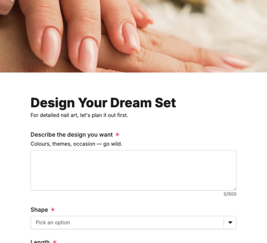 Bespoke Nail Set Consultation Form