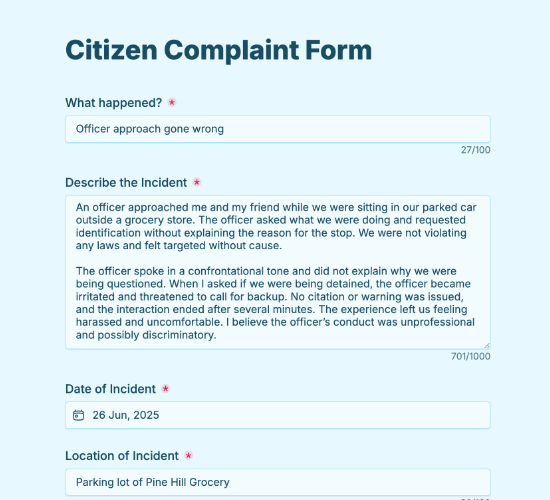 Citizen Complaint Form
