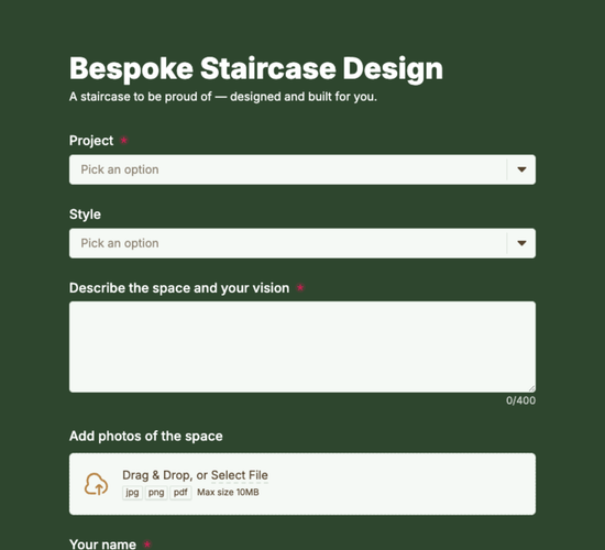 Staircase Design Inquiry Form