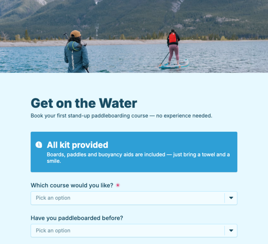SUP Beginner Course Booking Form