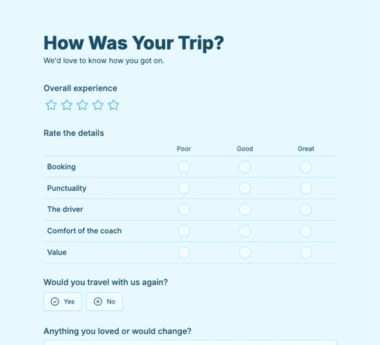 Coach Service Feedback Form