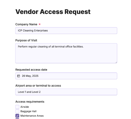 Vendor/Contractor Access Request Form