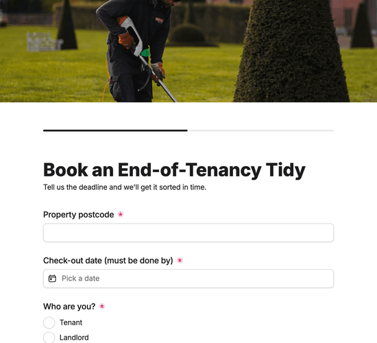End-of-Tenancy Garden Tidy Booking Form