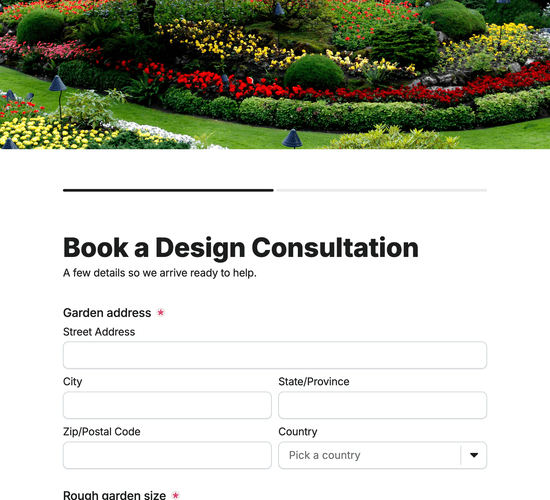 Garden Design Consultation Booking Form