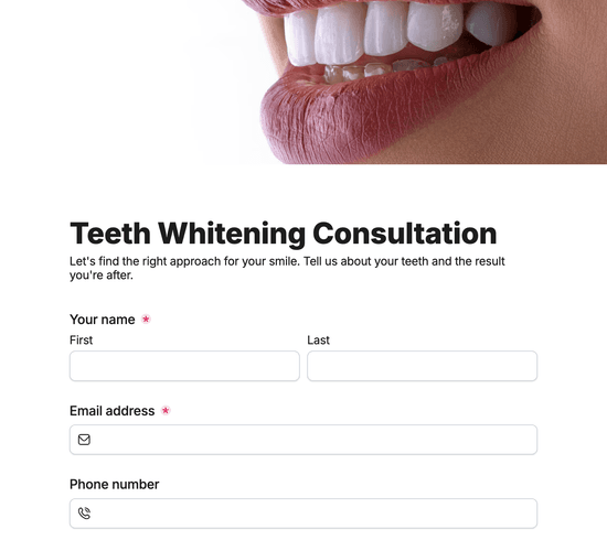 Teeth Whitening Consultation Form