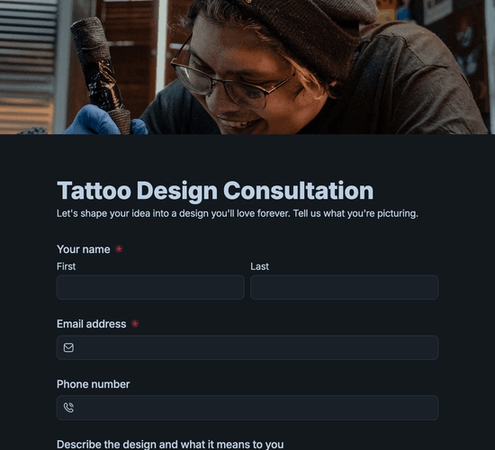 Tattoo Design Consultation Form