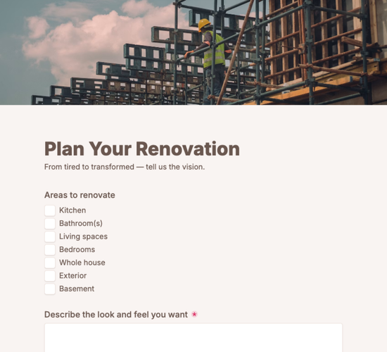 Home Renovation Consultation Form