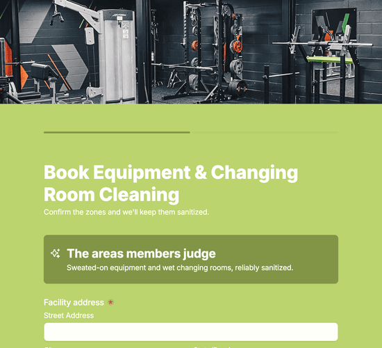 Equipment Sanitizing & Changing Room Booking Form