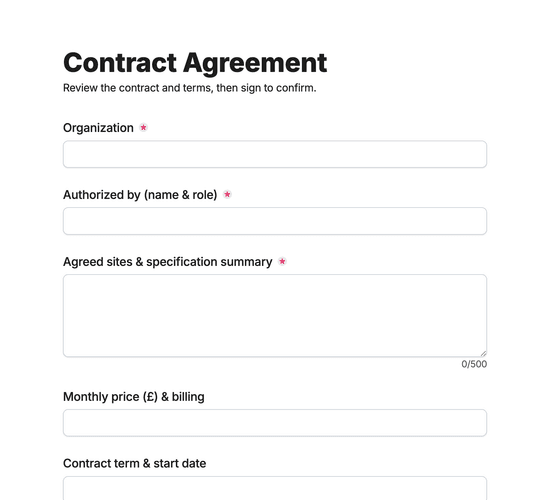 Commercial Cleaning Contract Agreement Form