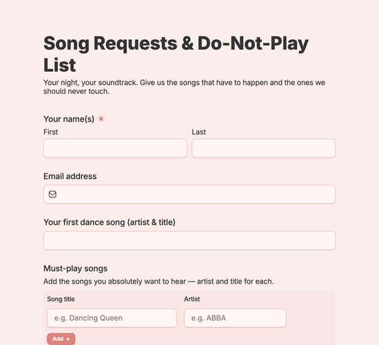 Song Request & Do-Not-Play Form