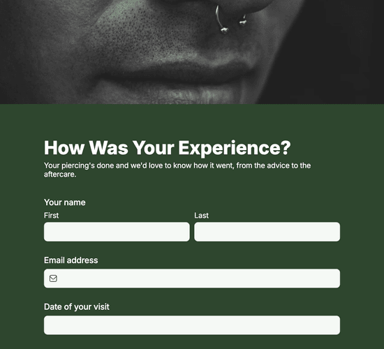 Piercing Studio Feedback Form