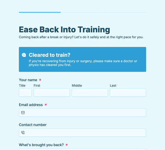 Return-to-Training Coaching Intake Form