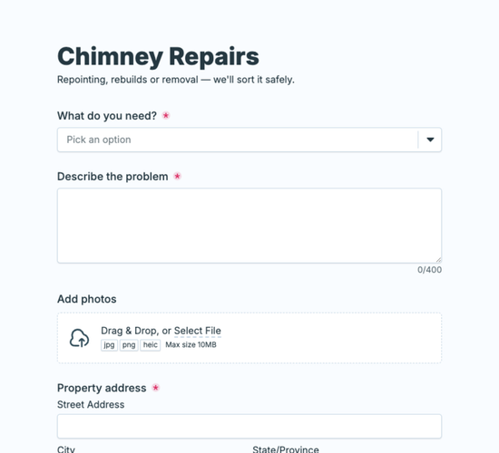 Chimney Repair Inquiry Form