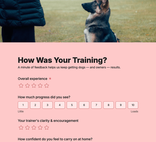 Dog Training Feedback Form