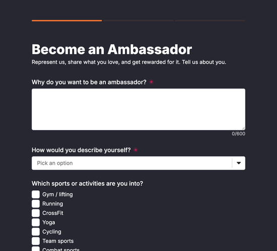 Brand Ambassador & Sponsored Athlete Application Form