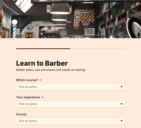 Barbering Course Enrollment Form