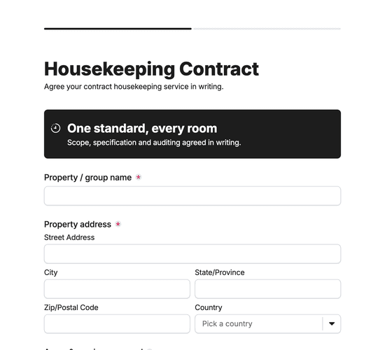Hotel Housekeeping Contract Agreement Form