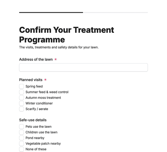 Weed, Moss & Feed Programme Confirmation Form