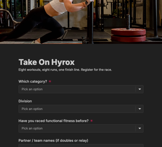 Hyrox & Functional Fitness Race Registration Form