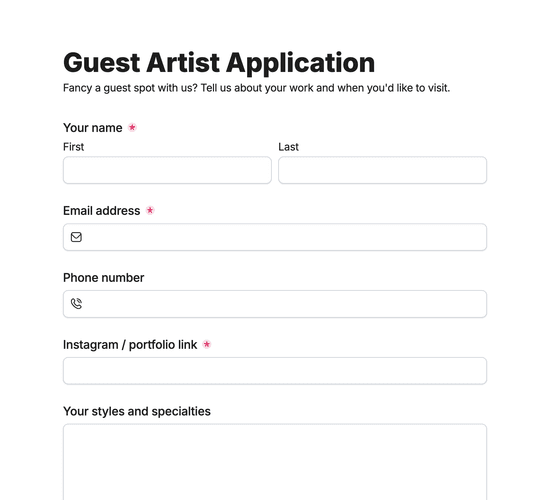 Guest Artist Application Form