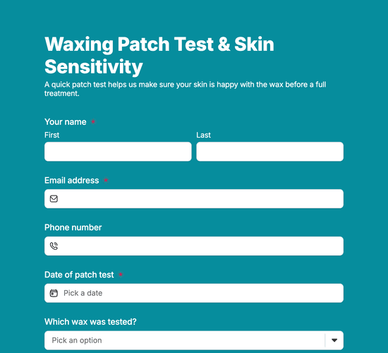 Waxing Patch Test & Skin Sensitivity Form