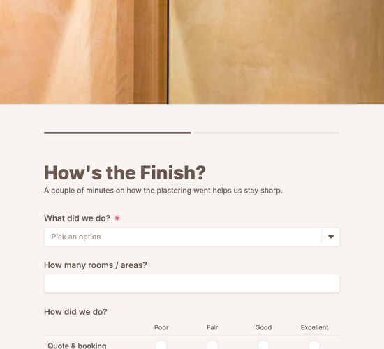 Plastering Feedback Form