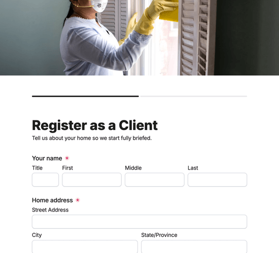 New Domestic Cleaning Client Registration Form
