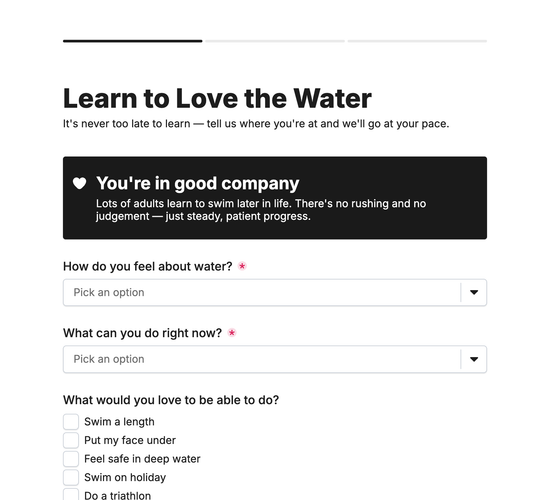 Adult Beginner Swim Intake Form