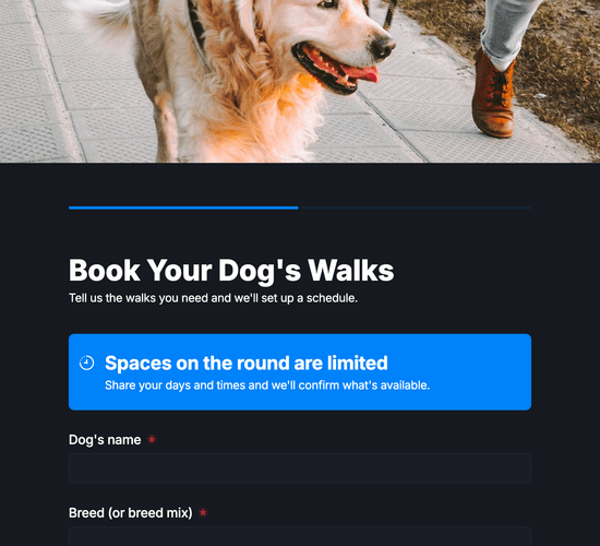 Dog Walking Booking & Schedule Form